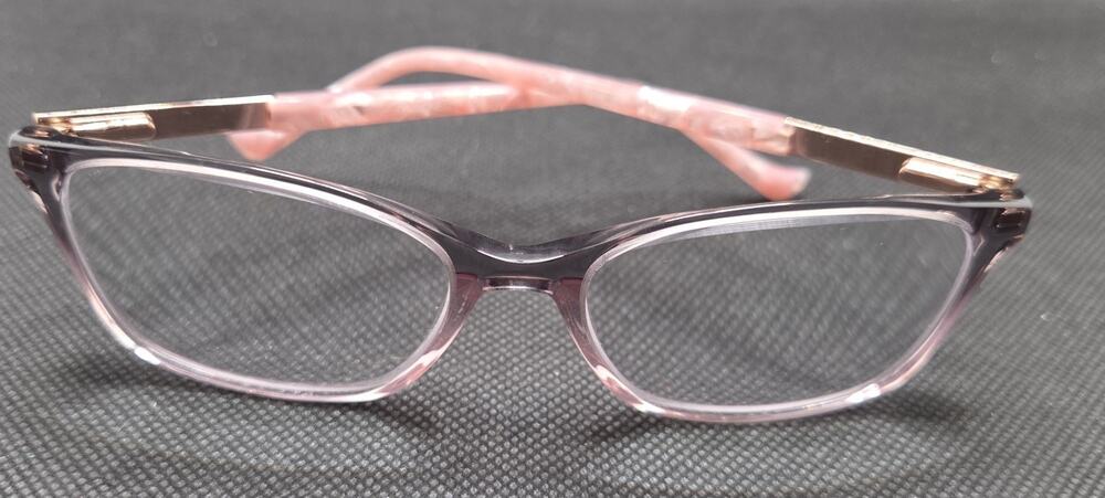Tura R598 GRY Eyeglasses Frame 52-16-135 Pink Blush Geometric Mother of Pearl